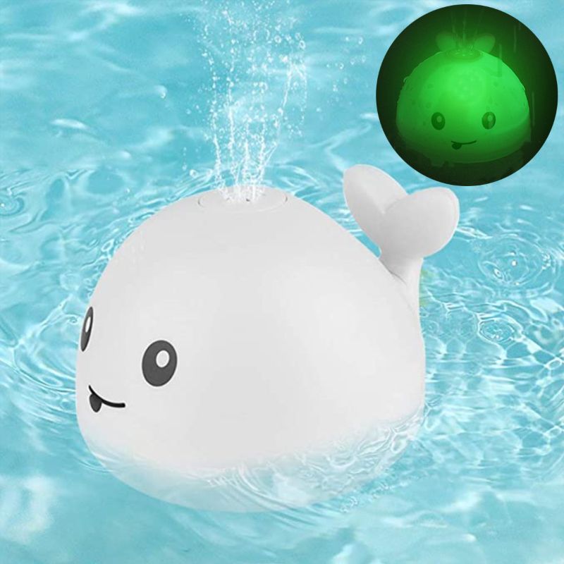 Ballena Loca - Juguete de baño luminoso que arroja agua hacia arriba